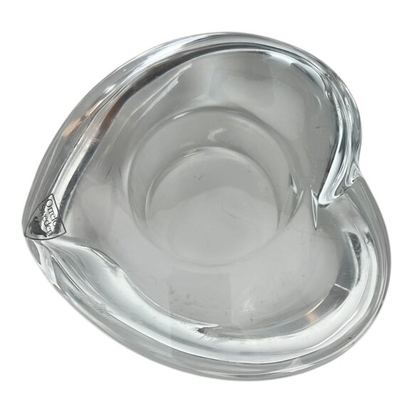 Orrefors Slanted Heart Crystal Votive Candle Holder Sweden Clear Glass Decor - Picture 6 of 7
